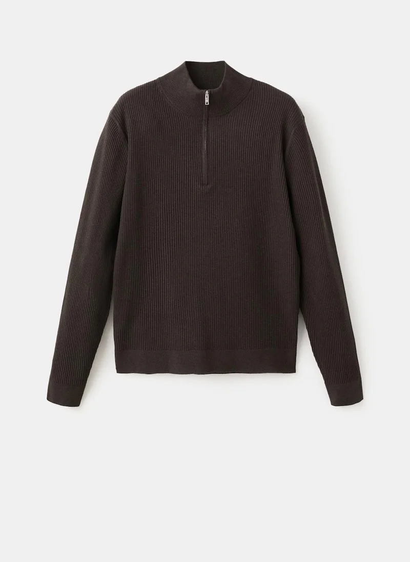 Mango Man  Ribbed sweater with zip neck for Men | Best Price UAE