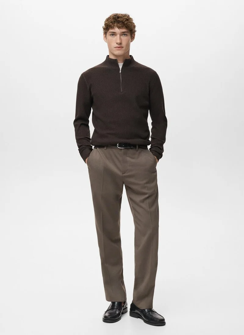 Mango Man  Ribbed sweater with zip neck for Men | Best Price UAE