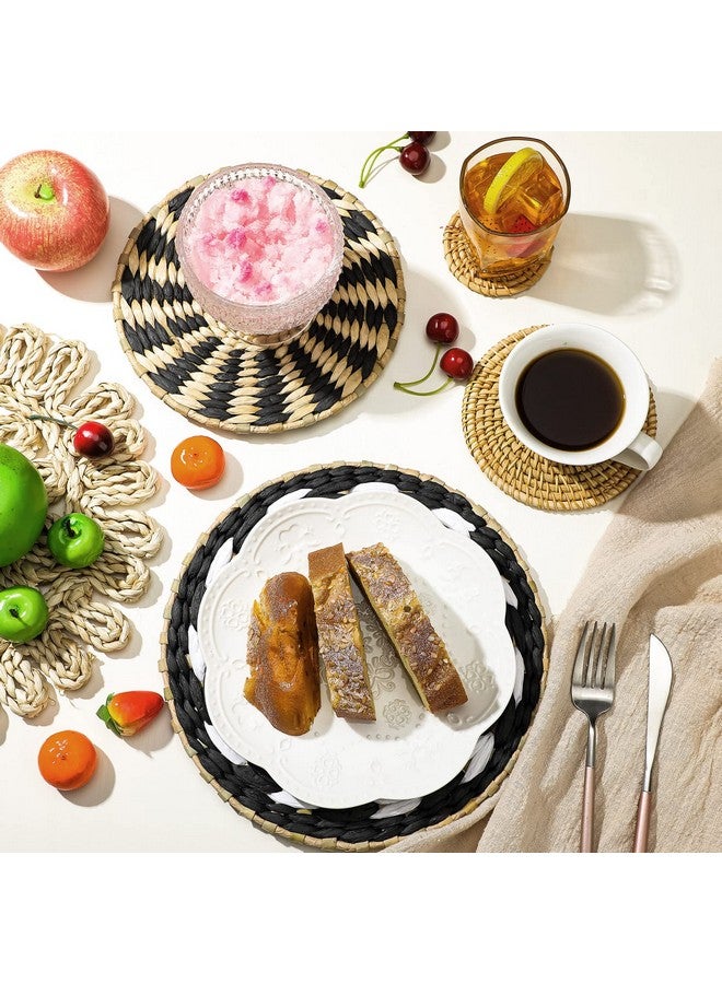 تاتو 11 قطعة من سلة الحائط البوهيمية المزخرفة المصنوعة من نبات البردي، سلة حائط منسوجة من نبات البردي، ديكور حائط بوهو، سلال دائرية معلقة على الحائط للمطبخ والمنزل الريفي وديكورات عيد الميلاد، مقاسات متعددة (قديم) - Image 4