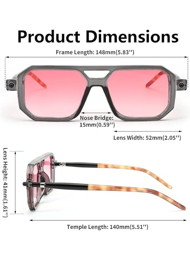 Vintage Square 70s Flat Aviator Sunglasses Women Men Classic Retro Stylish Frame UV400 Sunglasses - Image 5