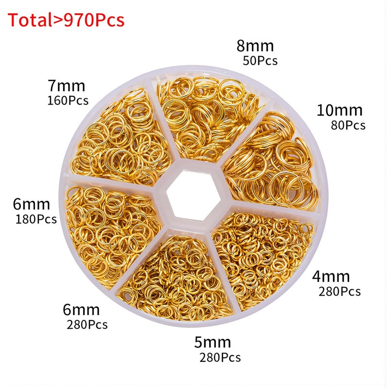 Upgraded Jump Rings 970+ Pcs Nickel Free 6 Sizes Hardened For Jewelry Repair - Image 2
