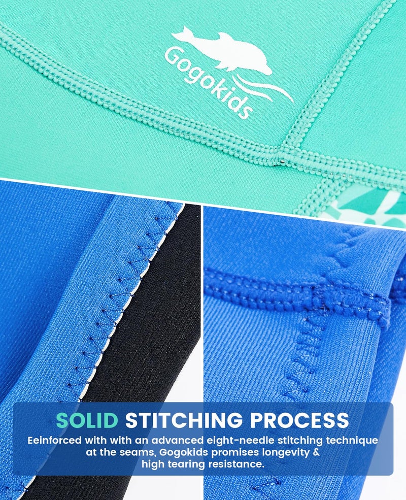 Gogokids Muta per Bambini, Mute in Neoprene da 2.5 mm per Bambini, Mute Bagnate Corte Con Cerniera Posteriore per Comfort e Calore, Muta UV per Nuoto, Snorkeling e Surf, EtÃ  2-3 Ragazzi, Verde - Image 5
