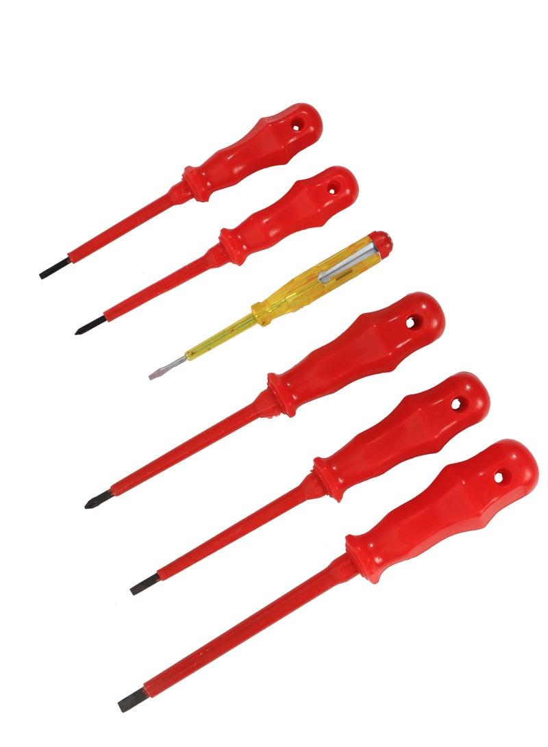 6 Piece Screwdriver With Electric Tester Red - Image 1