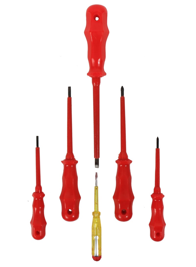 6 Piece Screwdriver With Electric Tester Red - Image 2