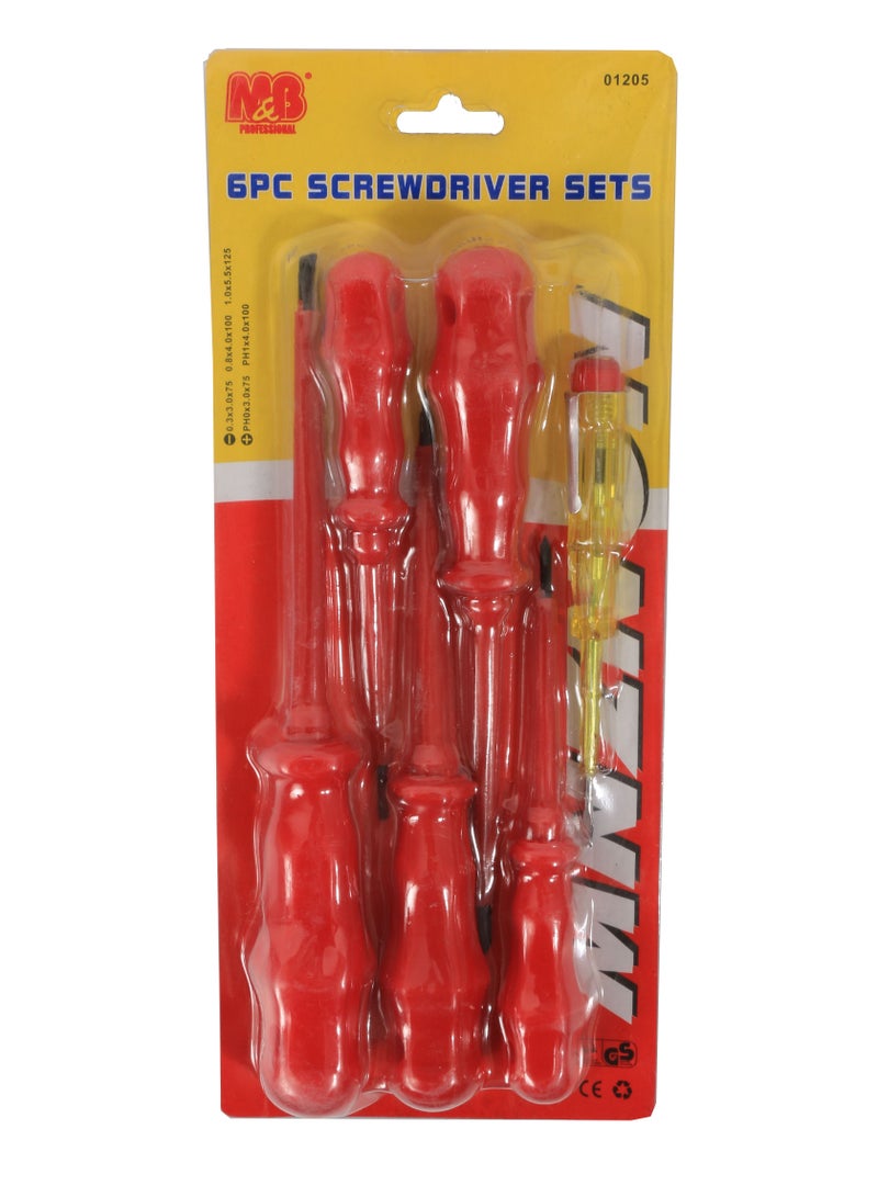 6 Piece Screwdriver With Electric Tester Red - Image 4