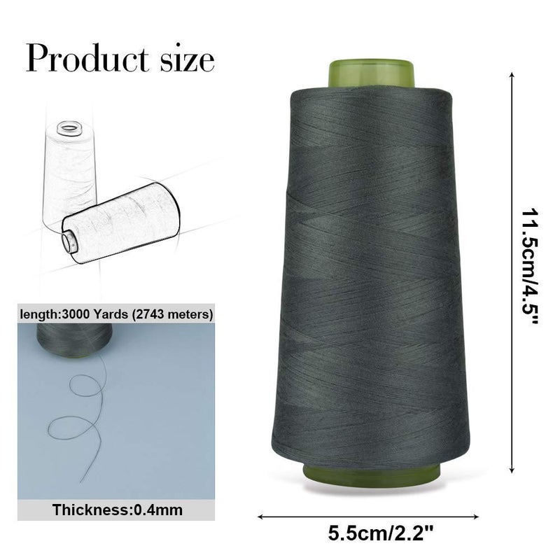 Diy Crafts India 999 Polyester Sewing Thread Spools Yarn, 40/2 Connecting Threads for Sewing Machine & Hand Works, 3000 Yards, Dark Grey - Image 3