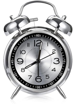 Loud Alarm Clock for Heavy Sleepers Adults,Retro 4 Inch Silent Non-Ticking Quartz with Backlight,Twin Bell Analog Kids Clocks Bedrooms Bedside (Black) - view 2