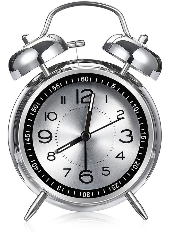 هومستر المنبه بصوت عال للبالغين الذين ينامون بكثرة ، كوارتز صامت غير موقوتة 4 بوصة مع إضاءة خلفية ساعات منبه أطفال تناظرية مزدوجة الجرس لغرف النوم بجانب السرير (أسود) - Image 2