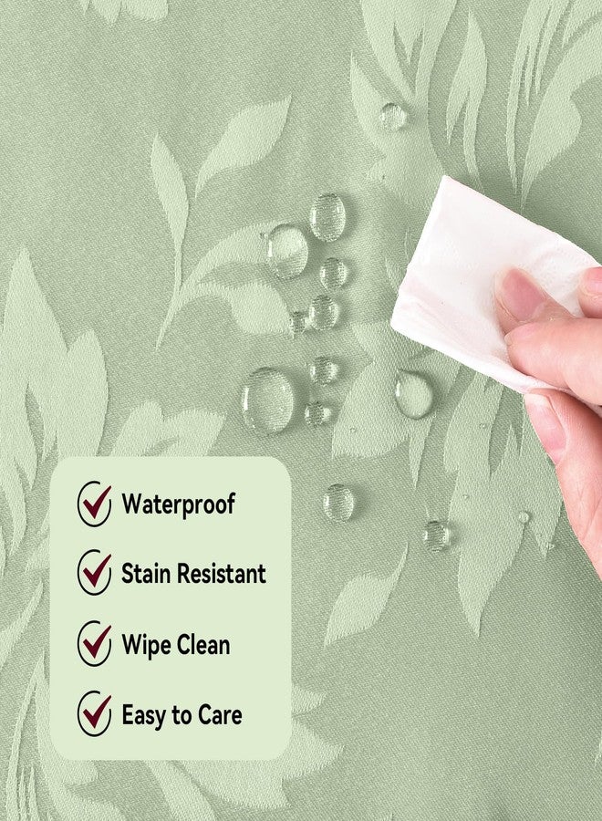 Romanstile Spring Jacquard Rectangle Tablecloth - Outdoor Waterproof Damask Floral Pattern Decorative Table Cloth Heavy Weight Fabric Table Cover for Dinner/Parties/Outdoor - 52 x 70 Inch, Sage Green - Image 3