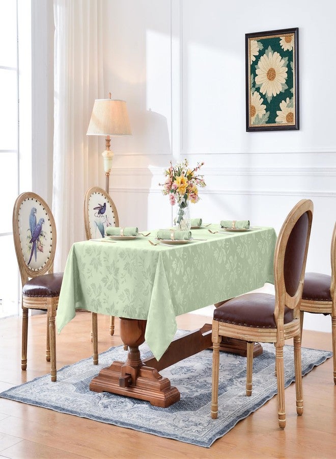 Romanstile Spring Jacquard Rectangle Tablecloth - Outdoor Waterproof Damask Floral Pattern Decorative Table Cloth Heavy Weight Fabric Table Cover for Dinner/Parties/Outdoor - 52 x 70 Inch, Sage Green - Image 2