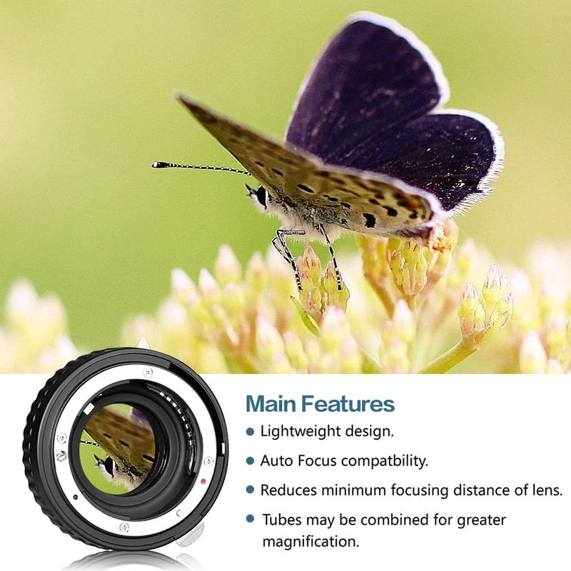 mcoplus N-PA Metal Auto Focus Macro Extension Tube Set for Nikon DSLR Cameras D7200 D7100 D5600 D5300 D5200 D5100 D3400 D3300 D3200 D3100 D750 D90 D80 etc - Image 1