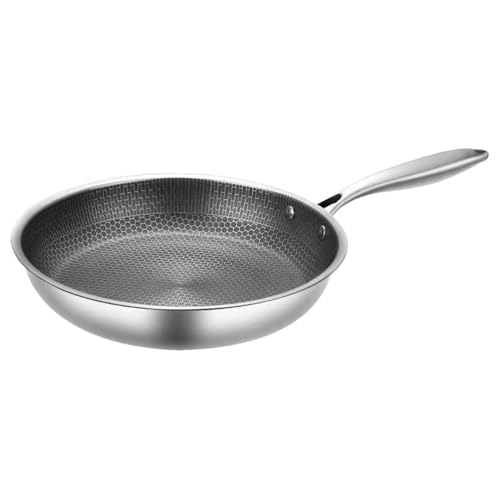 Cabilock Stainless Steel Pan 11 Inch Honeycomb Non Stick Frying Pan for Eggs and Steaks Compatible with Gas Electric Ceramic Stoves Easy to Clean - Image 1