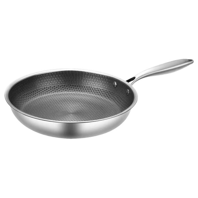 Cabilock Stainless Steel Pan 11 Inch Honeycomb Non Stick Frying Pan for Eggs and Steaks Compatible with Gas Electric Ceramic Stoves Easy to Clean - Image 2
