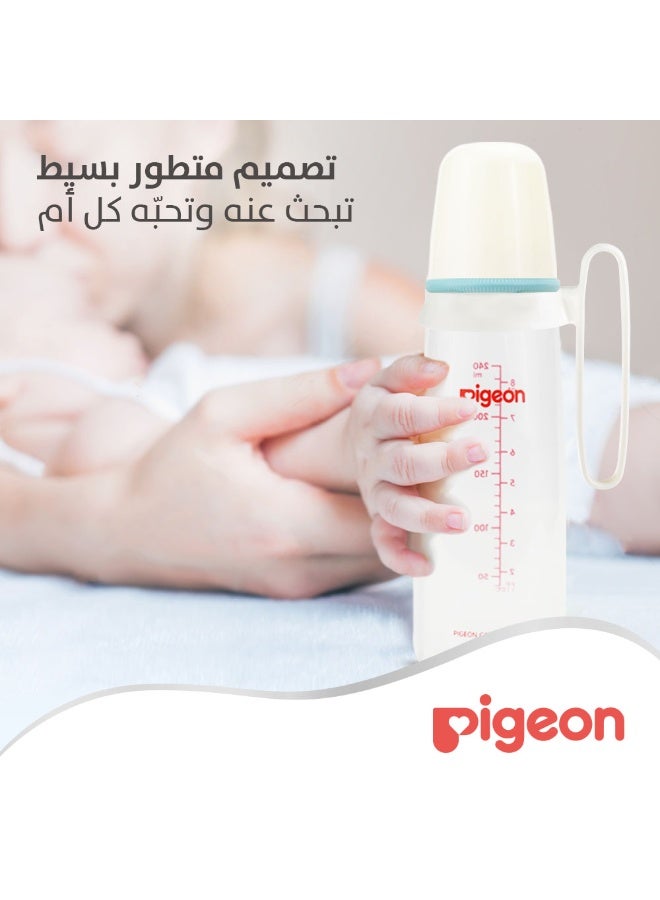 pigeon Plastic Bottle Slim Neck White Cover With Handle, multicolor, BPA Free, 240 ml - Image 2