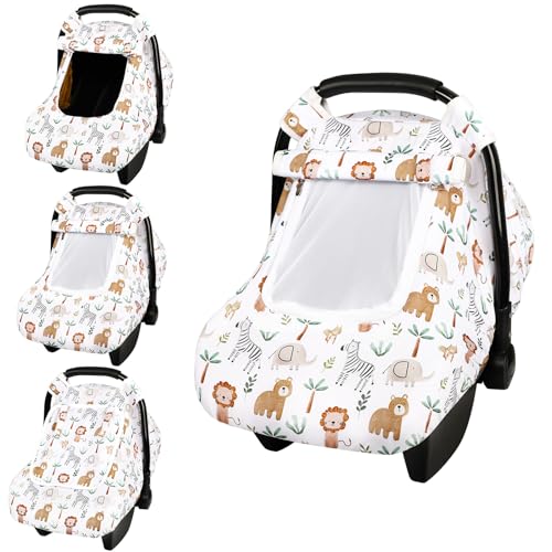 DAYEEBALL Baby Car Seat Cover Windproof Carseat Cover for Infant Girls Infant Warm Carseat Canopy with Double Layer Fabric for Winter Compatible with Most Baby Car Seat Animals - Image 1