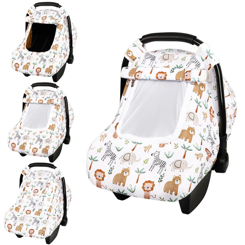 DAYEEBALL Baby Car Seat Cover Windproof Carseat Cover for Infant Girls Infant Warm Carseat Canopy with Double Layer Fabric for Winter Compatible with Most Baby Car Seat Animals - Image 2