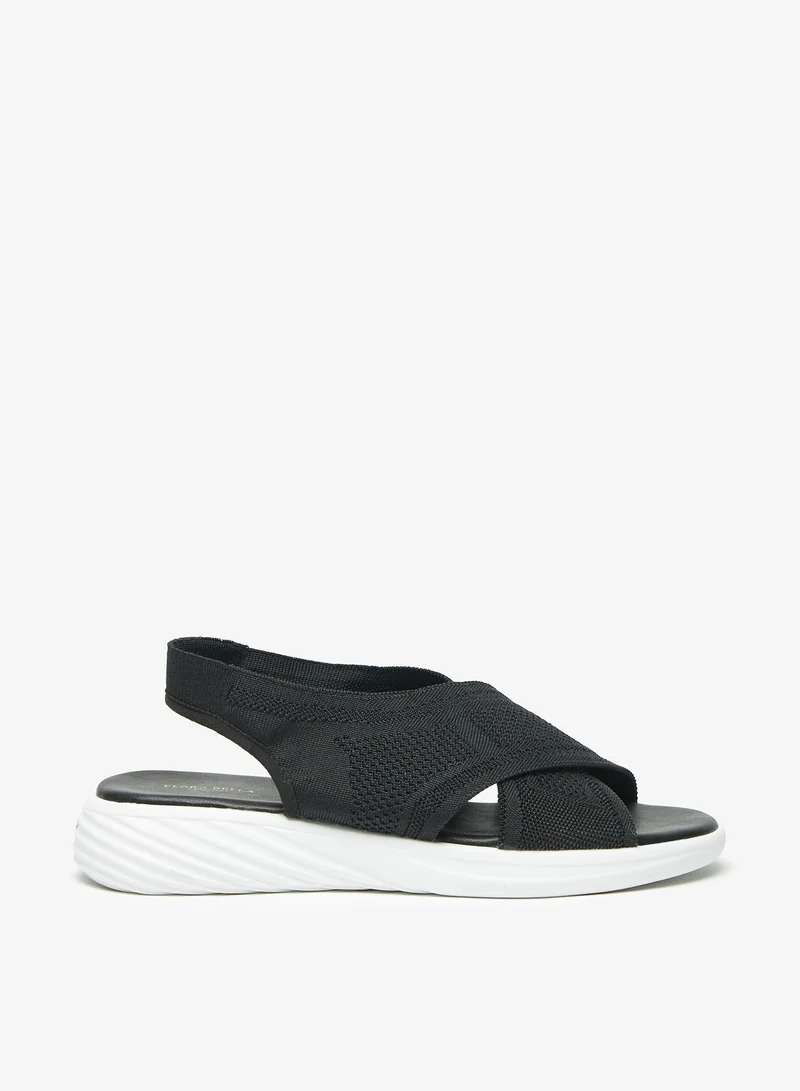 فلورا بيلا من شو إكسبرس Womens Flora Bella Textured Cross Strap Slip-On Flatform Sandals
