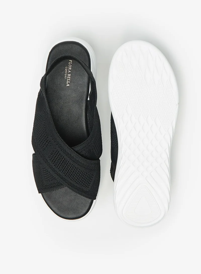 فلورا بيلا من شو إكسبرس Womens Flora Bella Textured Cross Strap Slip-On Flatform Sandals