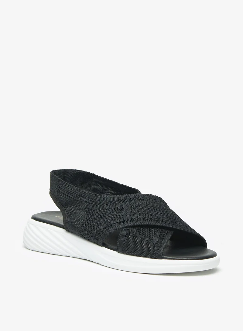 فلورا بيلا من شو إكسبرس Womens Flora Bella Textured Cross Strap Slip-On Flatform Sandals