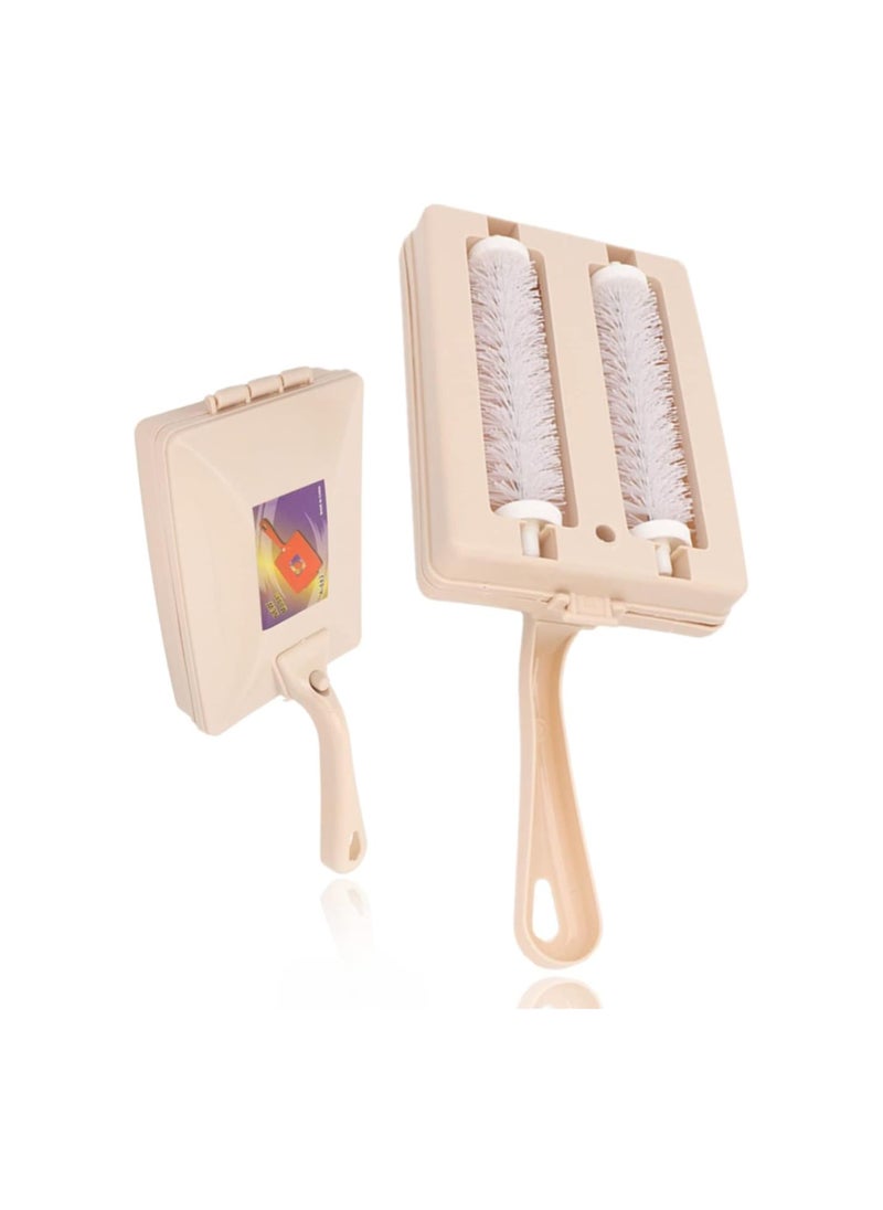 silvercnc - Handheld Carpet Sweeper, Double Roller Short Handle Dust Cleansing Brush Manual Sweeping Brush for Bed Clothes Desktop Carpet Sofa - Image 1