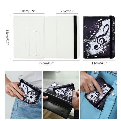 bassyil Music Note Passport Holder for Women and Men PU Leather Passport Cover for Travel - Image 4
