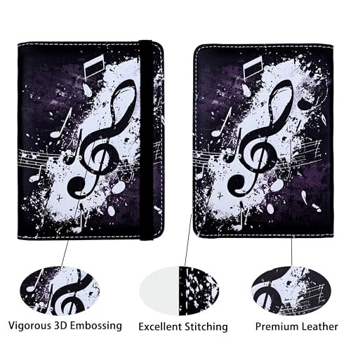 bassyil Music Note Passport Holder for Women and Men PU Leather Passport Cover for Travel - Image 2