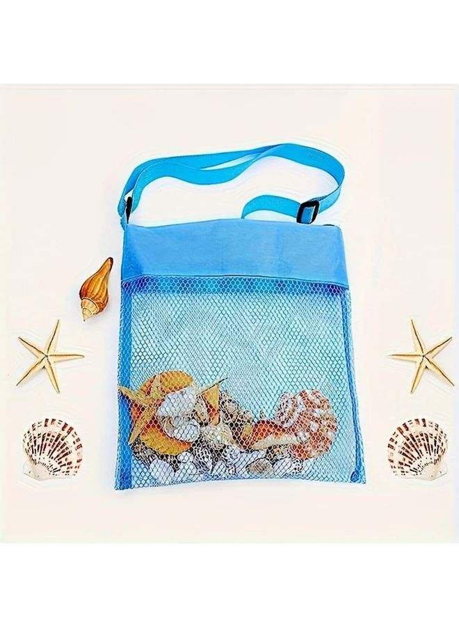 حقيبة شاطئ زرقاء لجمع الأصداف وحفر الرمال بحزام كتف قابل للتعديل - Image 1