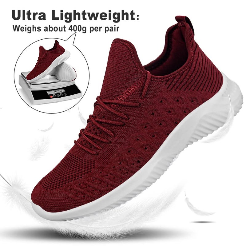 Feethit Mens Slip On Walking Shoes Lightweight Breathable Non Slip Running Shoes Comfortable Fashion Sneakers for Men Burgundy Size 9 - Image 5