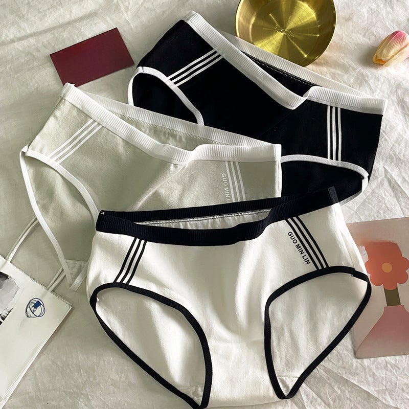 Underwear womens cotton cotton crotch waist seamless plus size underpants Japanese style sports girls raw triangle shorts wholesale White  - Image 2