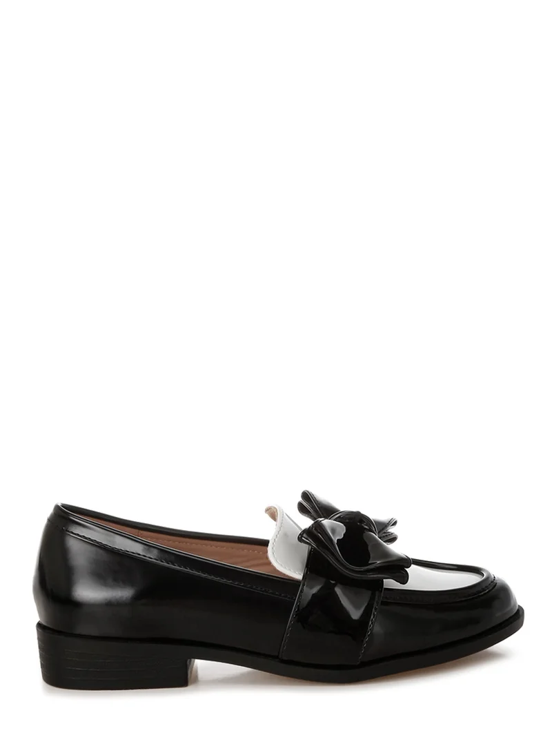 London Rag Women's Classic Chunky Bow Loafers In Black White