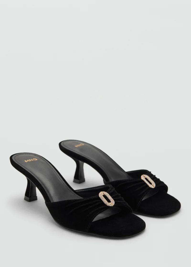 MANGO Velvet sandals with jewel embellishment