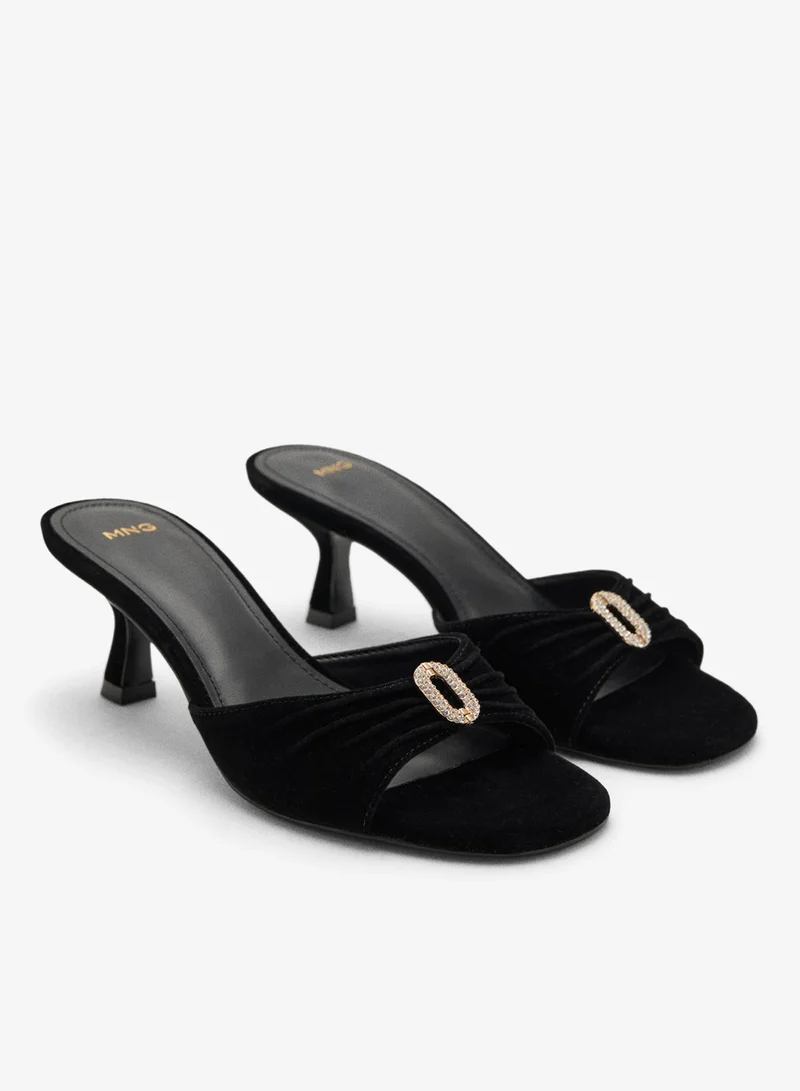 MANGO Velvet sandals with jewel embellishment