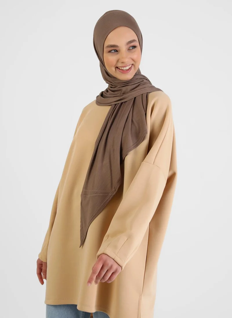 Tuva Shawl by Modanisa Viscose Hijab Dark Mink Instant Scarf