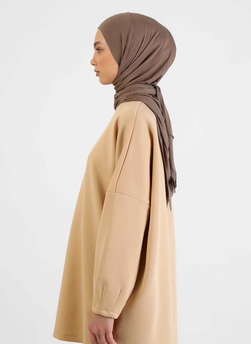 Tuva Shawl by Modanisa Viscose Hijab Dark Mink Instant Scarf