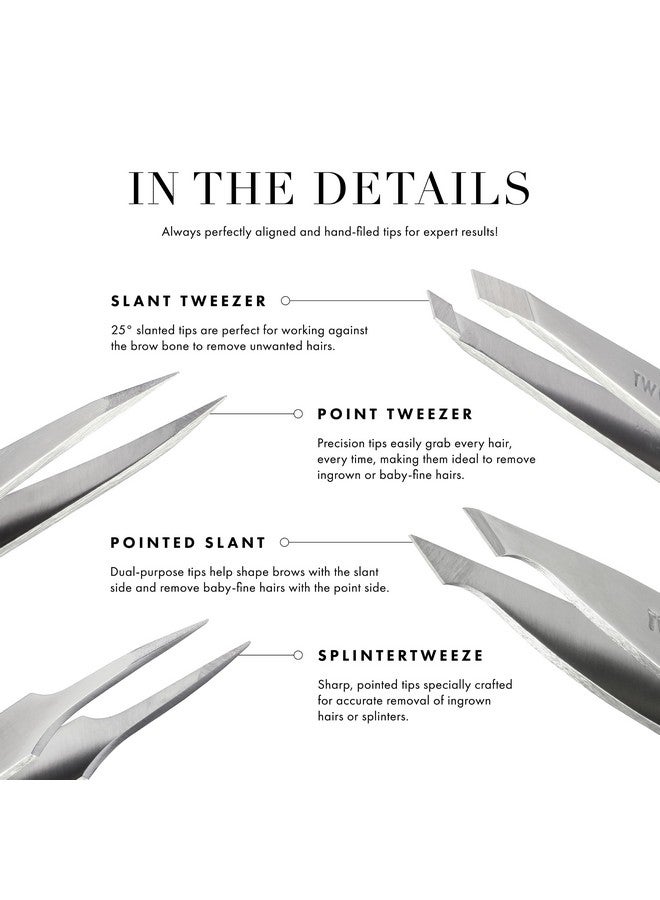 Tweezerman Stainless Steel Slant Tweezer - Eyebrow Tweezers For Women And Men (Black) - Image 2