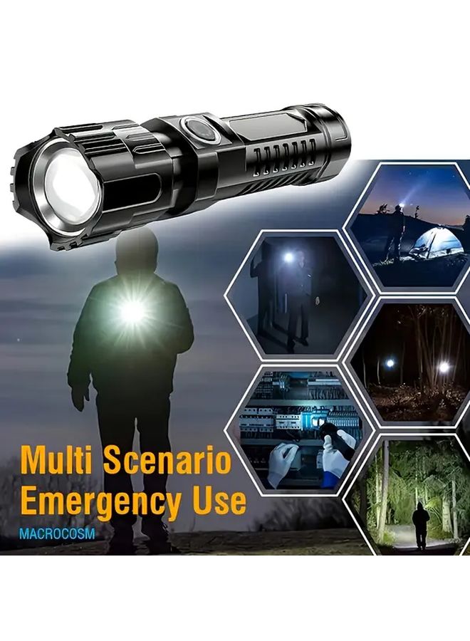 LED Flashlight High Lumen Brightness Expandable Zoom USB Charging Three Modes - Image 5