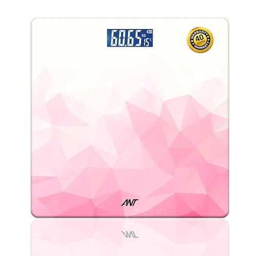 ANT Esports ANT Flora Ruby Digital Bathroom Weighing Scale for Body Weight | LCD Display | Highly Accurate | Tempered Glass | Compact Size | Conversion Switch | 30 Months Warranty | Battery Included - Ruby - Image 1