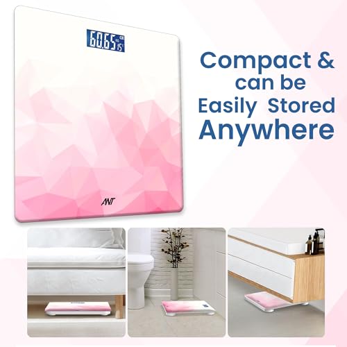 ANT Esports ANT Flora Ruby Digital Bathroom Weighing Scale for Body Weight | LCD Display | Highly Accurate | Tempered Glass | Compact Size | Conversion Switch | 30 Months Warranty | Battery Included - Ruby - Image 3