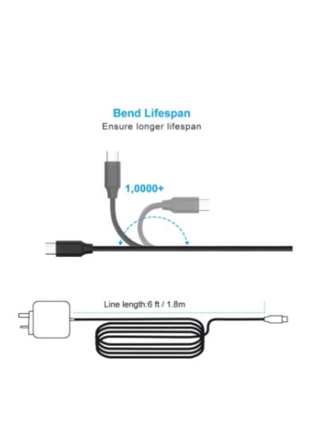 Terabyte 45W USB C Chromebook Charger Replacement for HP,Dell, Acer, Lenovo,Samsung, Asus,Google Chromebook Type C Laptop Charger,Hp Chromebook X360 11 13 14 14A HP Spectre X360 13 Elite X2 Power Cord - Image 4