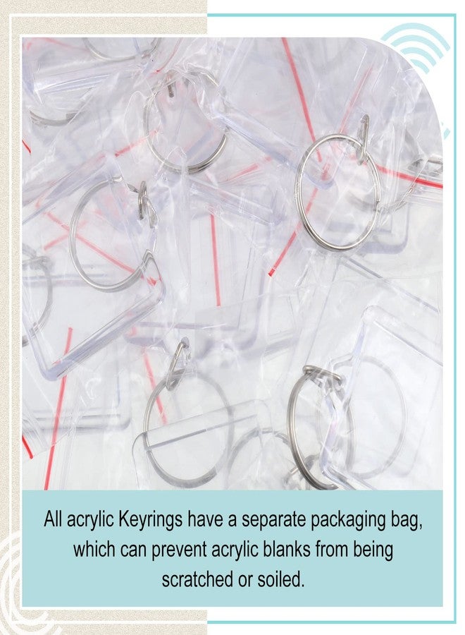 Inbagi 100 Sets Acrylic Photo Frame Keychain with Tassels Charms, Photo Insert Acrylic Keychain Blanks Clear Picture Frame Keyrings Acrylic Blank Keyring for DIY Crafting Projects (Square) - Image 4