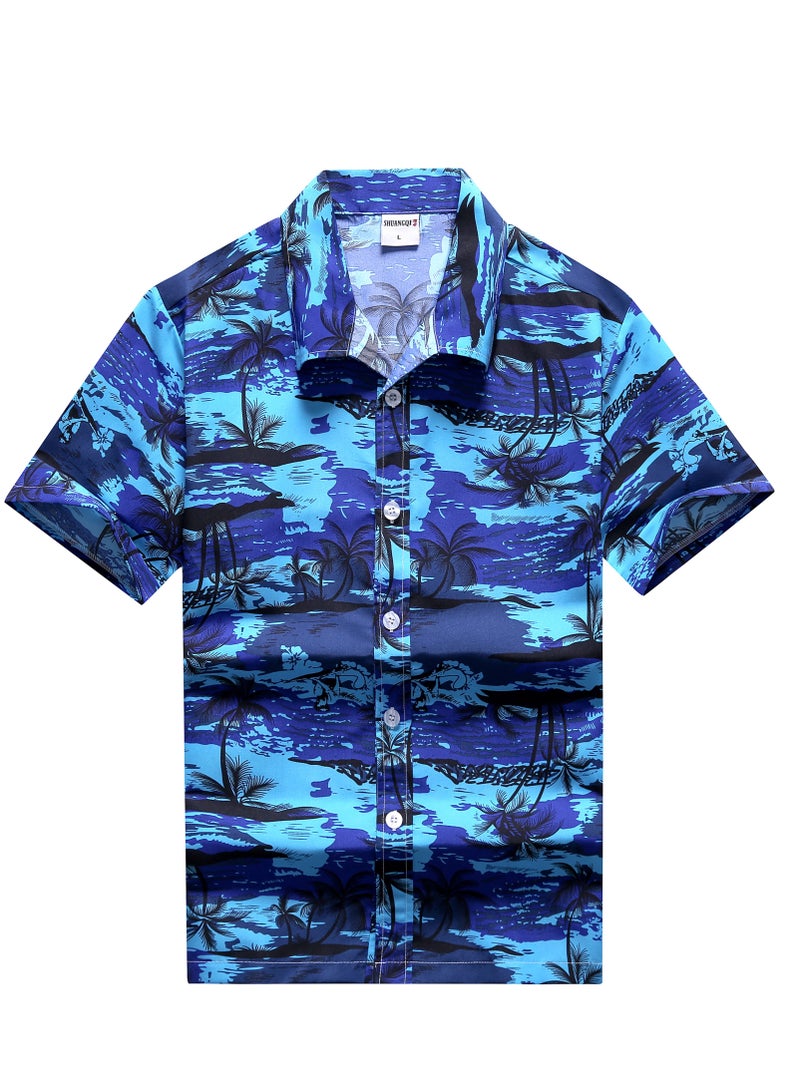 Loquat Quick Dry Wide Holiday Short Sleeve Shirt Blue 