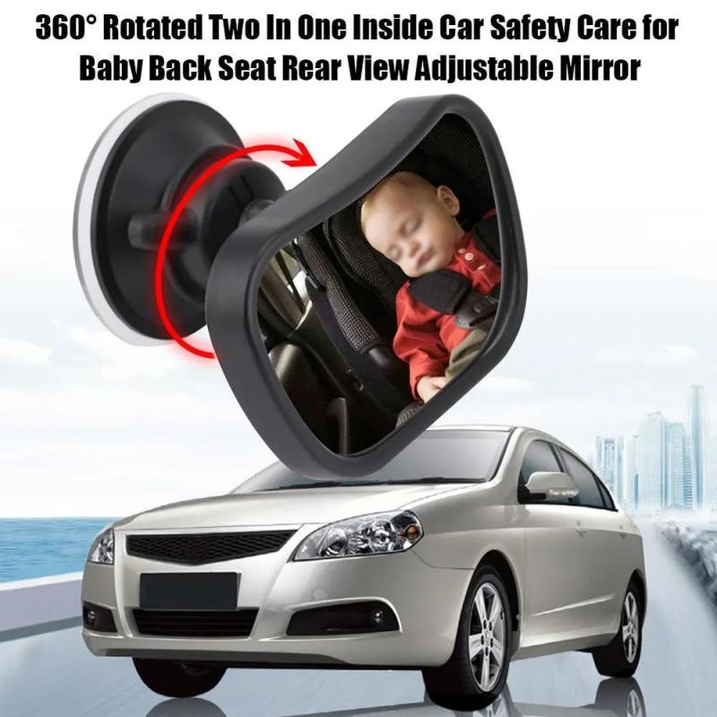 Car Seat Mirror: Anti Shatter Non Glass Material - Clear Full Body View Rearview Mirror for Rear Facing Baby Car Seat, Easy Installation With Clamp & Suction Cup Mount, Black - Image 3