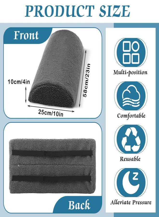 كويكاي وسادة كويكاي هيلث الكبيرة على شكل نصف قمر لدعم الساقين والركبتين وأسفل الظهر والرأس، وسادة دعم قطنية للنوم على السرير، نصف لفة لراحة الكاحل والقدم، غطاء قابل للغسل (رمادي) - Image 2