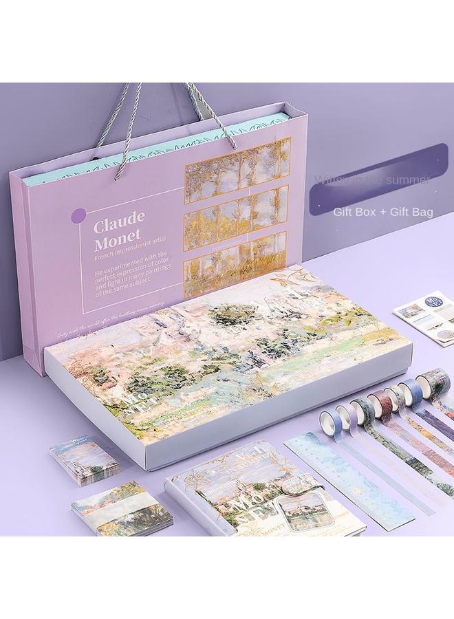 Bluejw Oil Painting Hand Account Suit Gift Box High Color Value Wind Student Birthday Gift Full Set Hand Account Notebook - Image 1