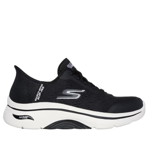 SKECHERS حذاء سنيكرز سكيشرز للنساء جواك أرتش فيت 2.0 فالنسيا سهل الارتداء، أسود/أبيض، 5 - Image 5
