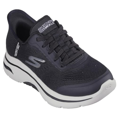 SKECHERS حذاء سنيكرز سكيشرز للنساء جواك أرتش فيت 2.0 فالنسيا سهل الارتداء، أسود/أبيض، 5 - Image 1