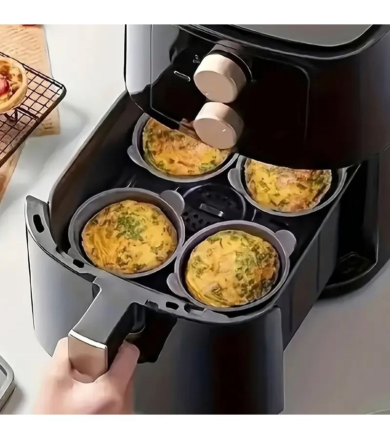 4pcs Nonstick Pink Baking Molds for Air Fryer Muffins Egg Cups Dishwasher Safe - Image 5