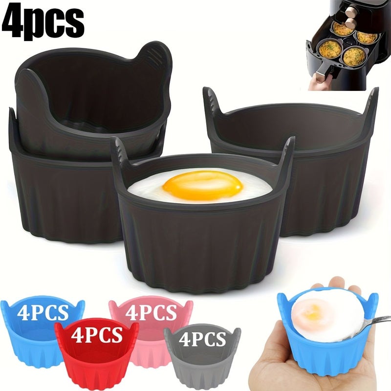 4pcs Nonstick Pink Baking Molds for Air Fryer Muffins Egg Cups Dishwasher Safe - Image 1