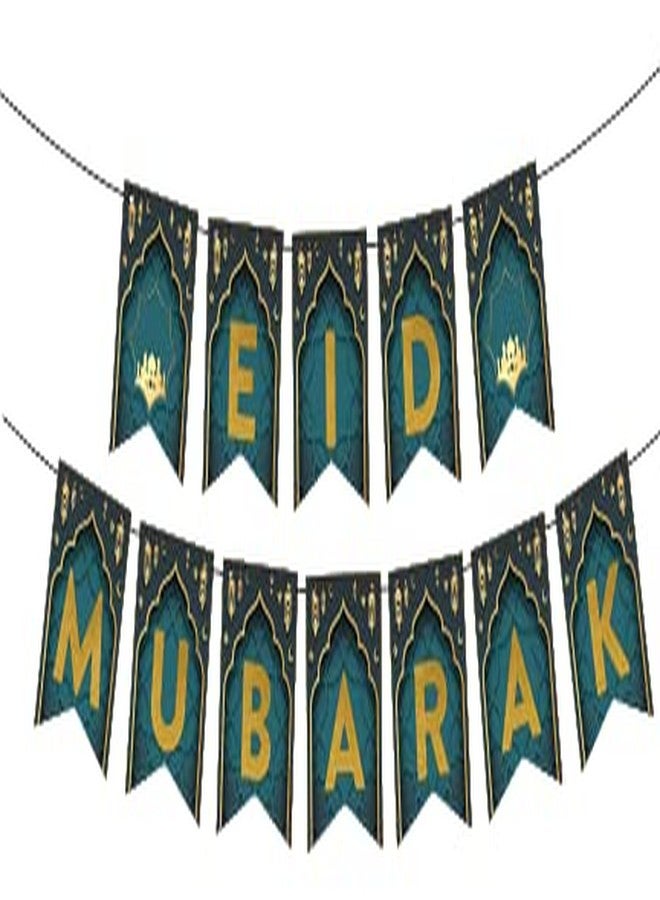 SVM CRAFT® Eid Mubarak Banner - Eid Mubarak Decoration - Ramadan Party Decorations Supplies - Eid Mubarak Banner Bunting - Image 1