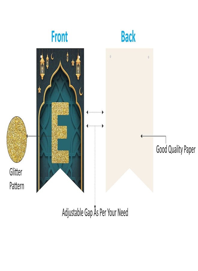 SVM CRAFT® Eid Mubarak Banner - Eid Mubarak Decoration - Ramadan Party Decorations Supplies - Eid Mubarak Banner Bunting - Image 4